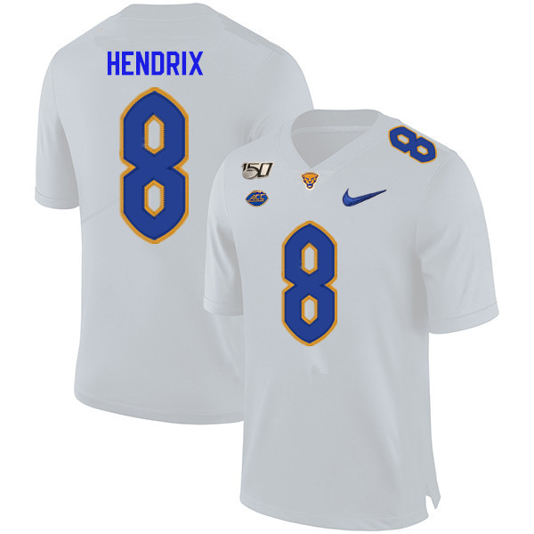 2019 Men #8 Dewayne Hendrix Pitt Panthers College Football Jerseys Sale-White